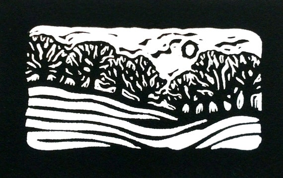 Sonnenuntergang Von Anita Hagan Original Linoldruck Auf Etsy