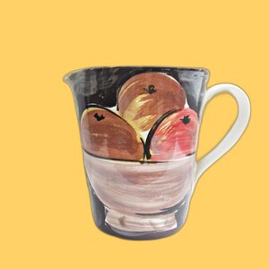 Vintage Marco e Cristina Hand-Painted Pottery Pitcher, Bowl of Oranges, Made in Italy