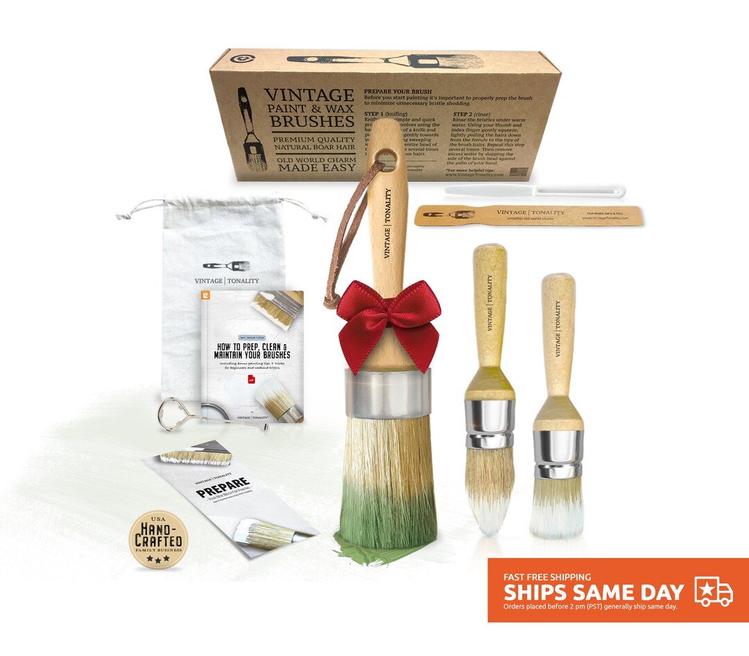 Chalk + Wax Paint Brush Set | 3 Brushes Starter Kit | Furniture
