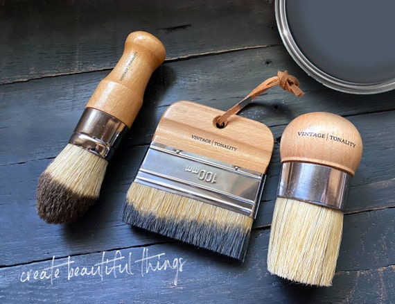 4 PCS Chalk And Wax Paint Brush Furniture , Small Round Oval Brush with  Natural Bristles for Painting or Waxing