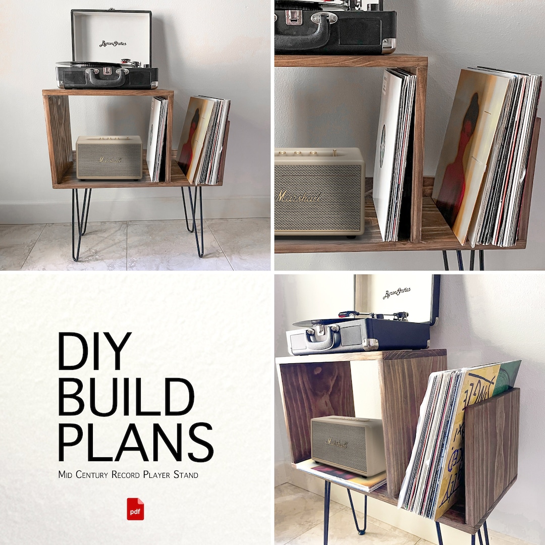 MCM Record Player Stand Build Plans, DIY Turntable Table Plans, Mid