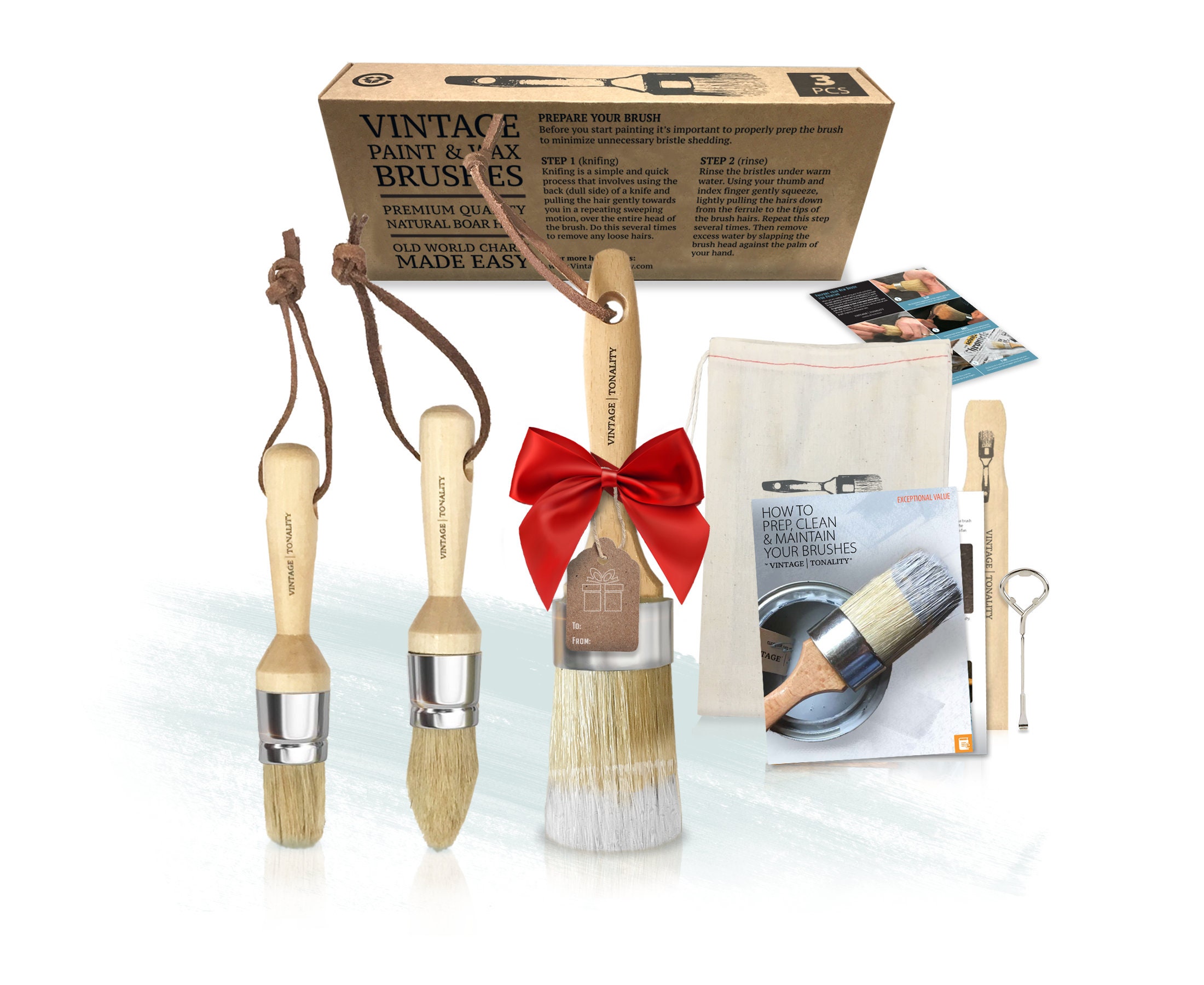Chalk Wax Paint Brush Set 3 Brushes Starter Kit Etsy