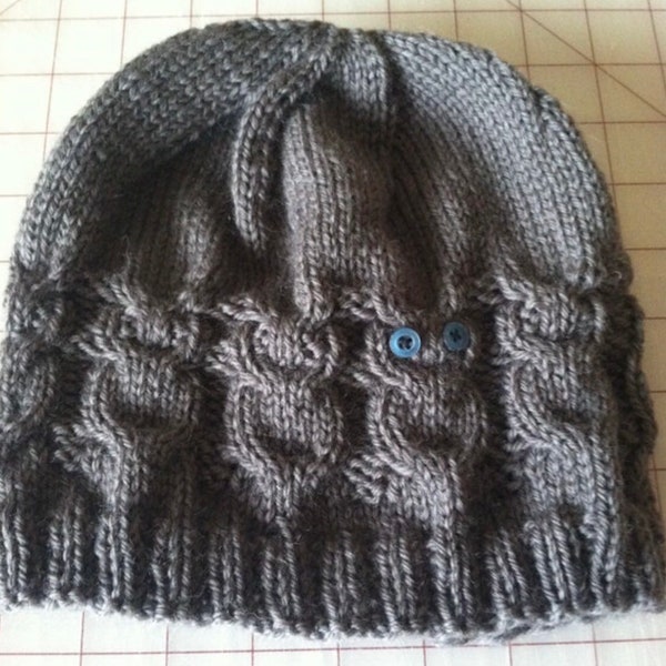 Custom Knit Owl Cable Hat