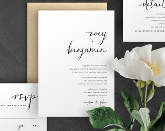 Simple Wedding Invitation Etsy