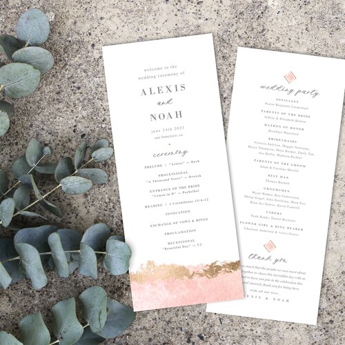 Wedding Program Editable Template Printable Wedding Program - Etsy