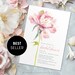 Bridal Shower Invitation Template with Hand-Painted Pink Watercolor Floral, DIY Editable, Instant Download • 'SOPHIA' • PS302-01 