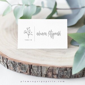 Wedding Reception Table Place Card Printable Template Floral - Etsy