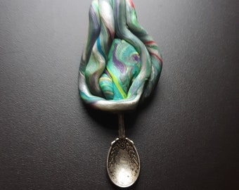 Clay wrapped Spoon Pendant