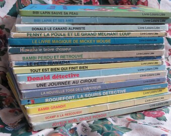 Collection of 16 Walt Disney books in French, "Les Livres Merveilleux de Disney" Livre-loisirs, Club du livre, 1973-1988