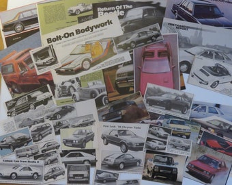 Vintage car photos /clipping from Popular Mechanics'82,'83, '84 - original ephemera paper for junk journal & paper crafts, collage Lot 1
