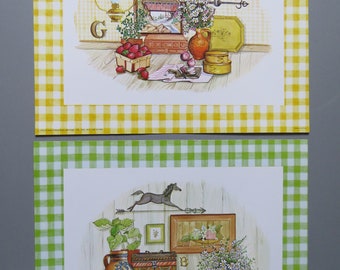 2 Vintage lithograph prints art for kitchen decoration - 1973 Scafa- Tornabene Art. Publ.  - Litho in U.S.A.