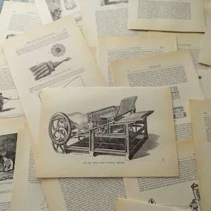Discoveries and inventions of the 19th century 35 ephemera pages lot  for crafting, journaling or scrapbooking/ 1989 old paper book