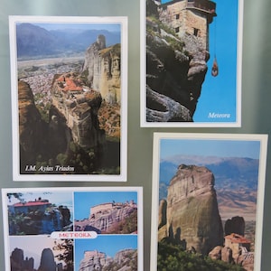 4 Vintage Greece postcards - Meteora -  unused collector postcards from 80's/collector postcards printed in Greece