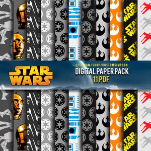 STAR WARS Digital Paper Pack, 70% off - Digital Papers, 11 pdf files 12 x 12 - Instant Download