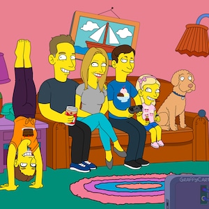 SALE Simpsons PORTRAIT, fathers day gift, gift for him, Family portrait, couple portrait, cartoon portrait, Custom Personalized portrait