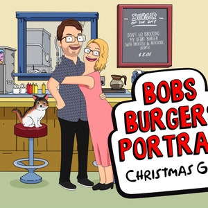 OFERTA! Bobs hambúrgueres retrato personalizado-bobs burg presentes-poster de arte de casal-presentes de aniversário e natal para ele desenhos animados engraçados bobs burg