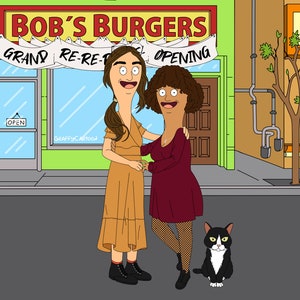 Bobs Burgers Portraits christmas Gift for Him Her portrait bobs burg birthday couple drawing LGBTQ  anniversary  weddings cartoon valentines