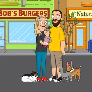 Bobs Burgers portrait, bob burg portrait, Personalized Bobs Burgers , Great birthday, LGBTQ Friendly, anniversary, weddings, custom couple