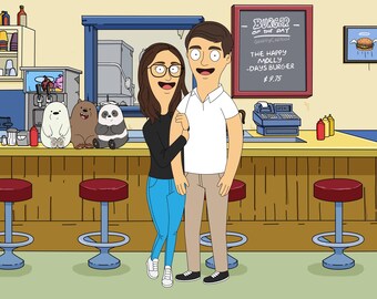 Spersonalizowany portret Bob's Burgers – spersonalizowana grafika komiksowa (do pobrania w wersji cyfrowej)
