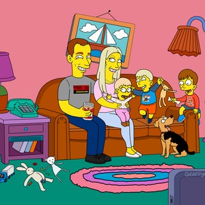 Simpsons Portrait Fathers Day gift Cartoon simpsons couple portait family portrait Simpsonize me turnmeyellow makemeyellow turnedyellow