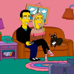 WYPRZEDAŻ Walentynkowa Spersonalizowany portret Simpsonów, pomysł na prezent dla ojca Idealny prezent dla pary, rodziny lub chłopaka na urodziny lub rocznicę