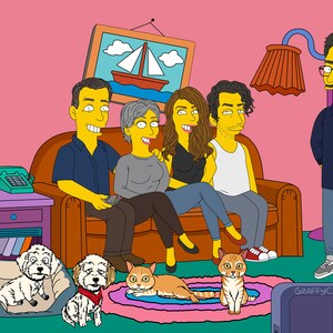 WYPRZEDAŻ świąteczna, Portret Simpsonów, Świetny prezent dla pary, rodziny lub chłopaka na urodziny lub rocznicę, Prezent dla ojca, portret z kreskówki