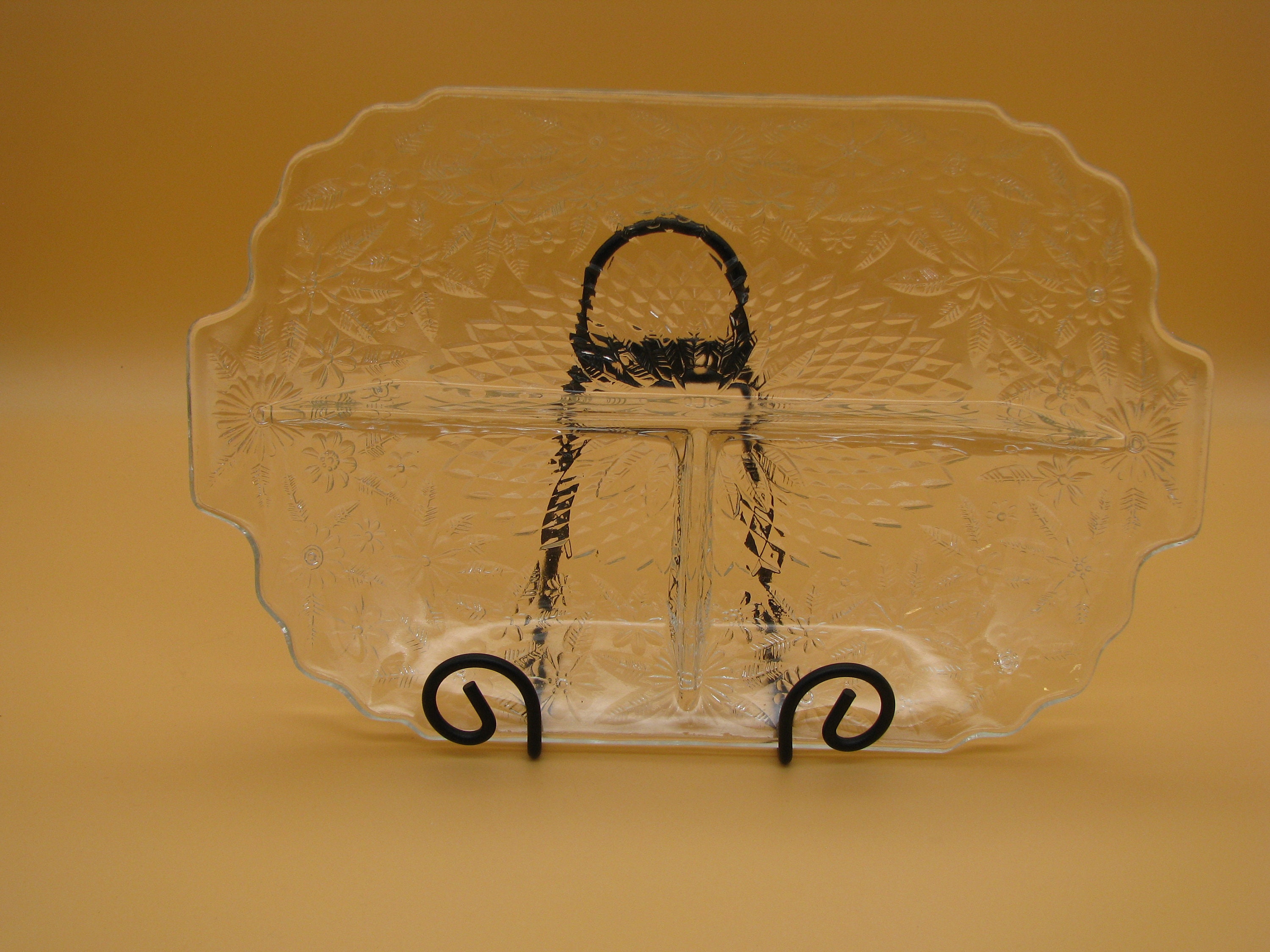 Vintage cut glass cheese and cracker / serving dish looks like Etsy