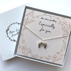 Sterling Silver Angel Wing Necklace: Chunky Charm Pendant