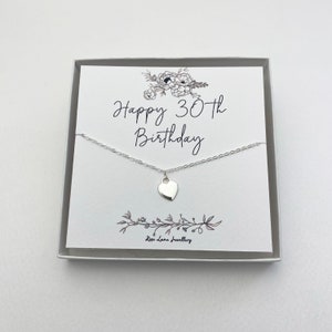 30th Birthday necklace, Sterling silver, 18ct gold, Birthstone, 30th heart charm necklace, Special 30th necklace, 30th birthday gift