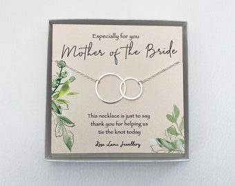 Mother of the bride necklace,linked circle necklace,sterling silver 925 connecting circle charm,Mother of the bride wedding gift, gift boxed