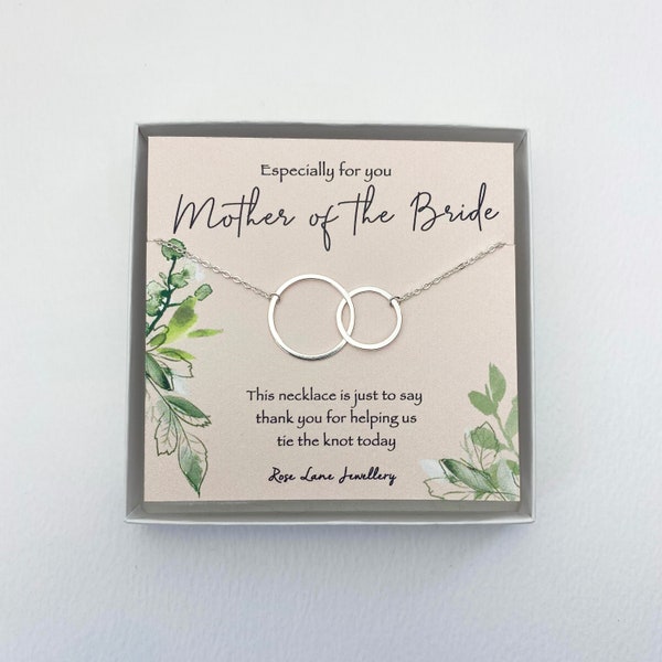 Mother of the bride necklace,linked circle necklace,sterling silver 925 connecting circle charm,Mother of the bride wedding gift, gift boxed