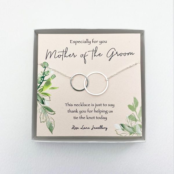 Mother of the groom necklace,linked circle necklace,sterling silver or 18ct Gold connecting circle charm,Mother of the groom wedding gift,