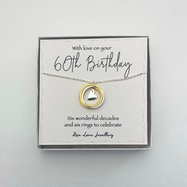 60th birthday necklace, necklace for 60th, gold and silver 60th necklace, 60th birthday gift, special 60th birthday necklace, Sixty