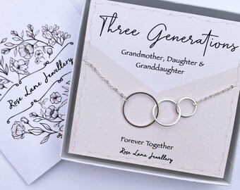 Three generations special necklace,Silver linked necklace,Mothers day necklace, necklace for Nana necklace,Grandmother, Mother, Daughter