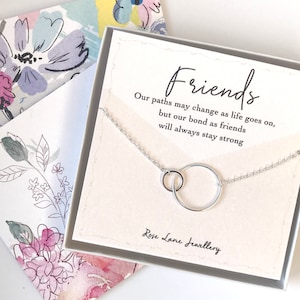 Freunde,verknüpfte Kreis Freunde Halskette,Rühren Silber zwei verbindende Kreis Charm, Liebe Halskette, zwei ineinander greifende Kreis,Freund Charm Geschenk