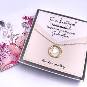 Goddaughter necklace, necklace for a goddaughter from godmother,special Goddaughter necklace, gold and silver niece pendant,goddaughter gift