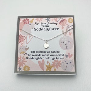Goddaughter pendant necklace,Goddaughter necklace, beautiful gift, heart pendant necklace,jewellery for goddaughter,gold or silver pendant .