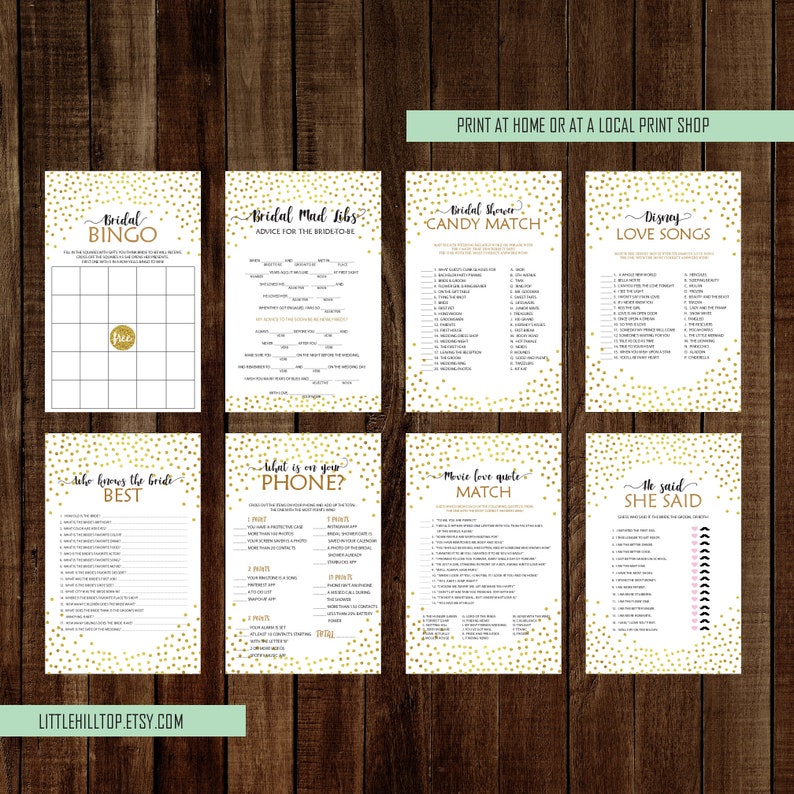 Instant Download Bridal Shower Games Activities Pack Printable Wedding Shower Games Printable Bridal Shower Package 8 Games Bundle