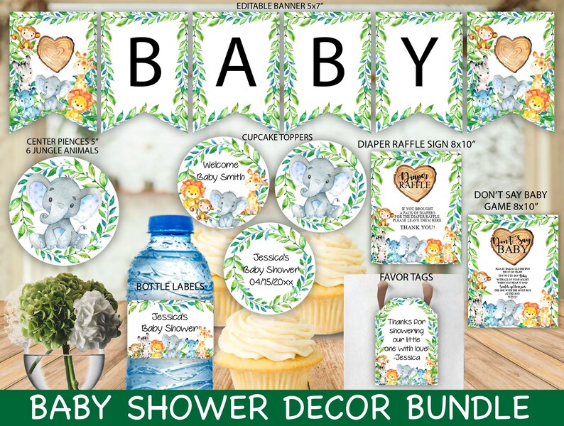 Safari Baby Shower Decorations Bundle Safari Baby Shower Etsy