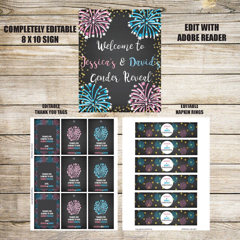 Firework Gender Reveal Decorations Set Firework Decorations Etsy