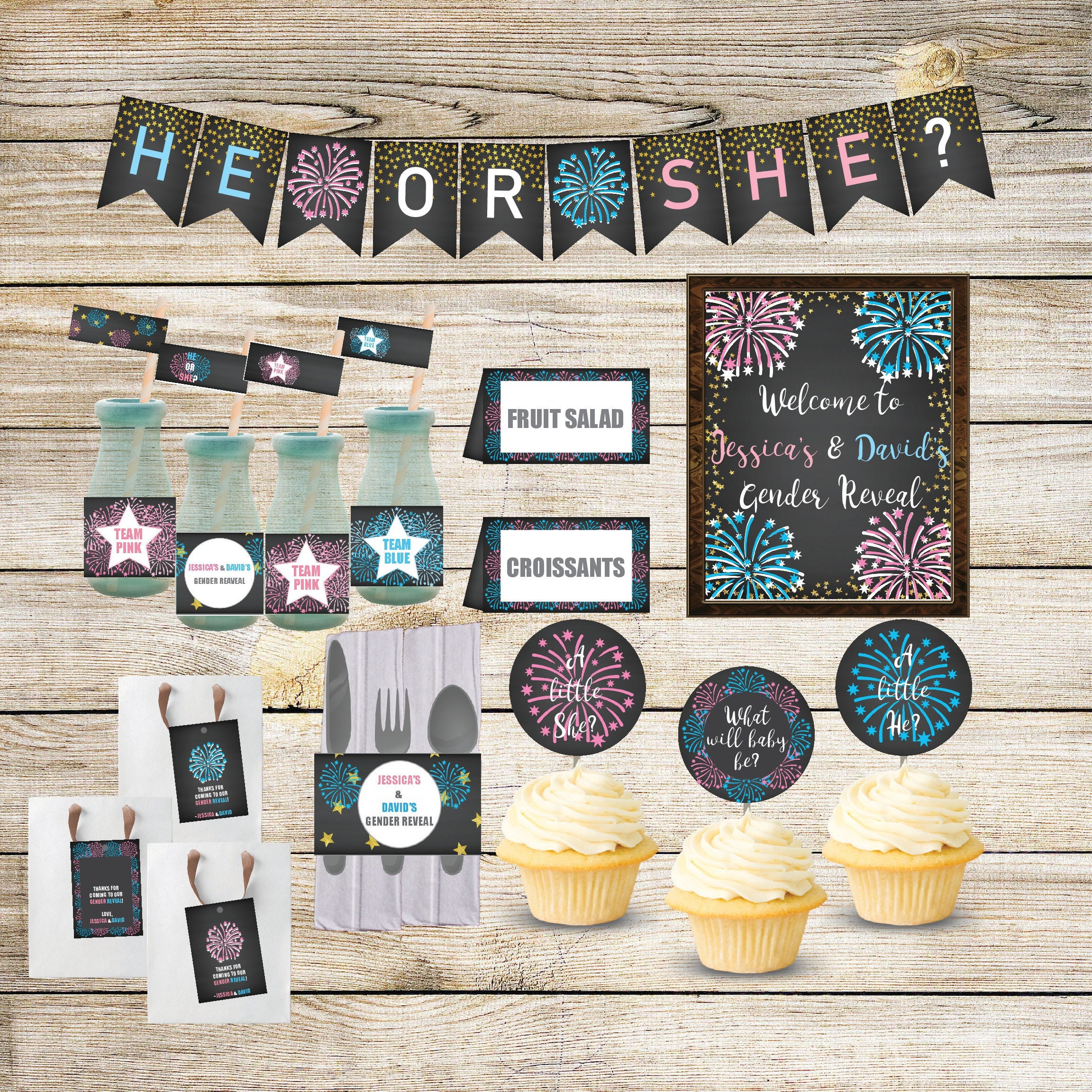 Firework Gender Reveal Decorations Set Firework Decorations Etsy