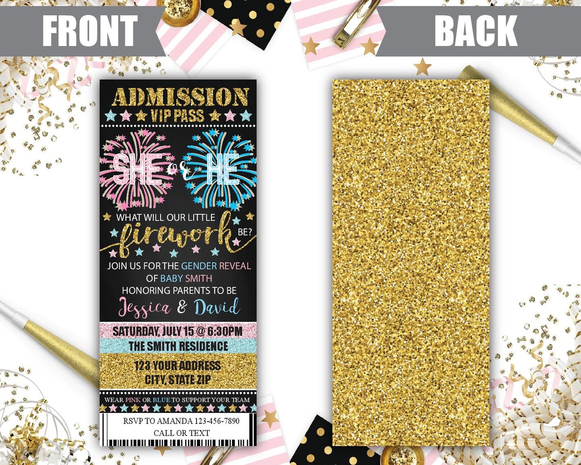 Firework Gender Reveal Invitation Firework Invite 4th of Etsy