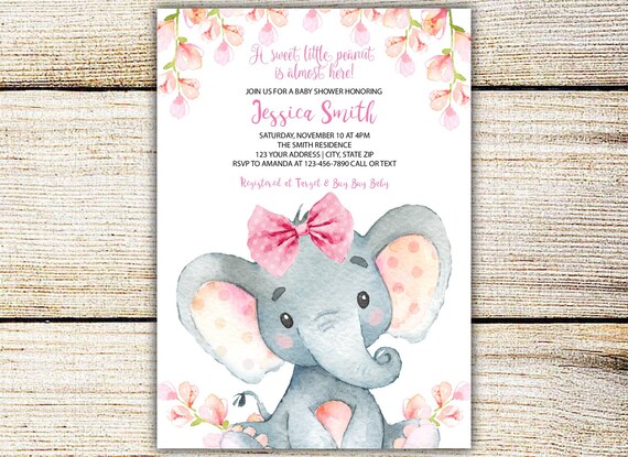 etsy baby shower invitations elephant