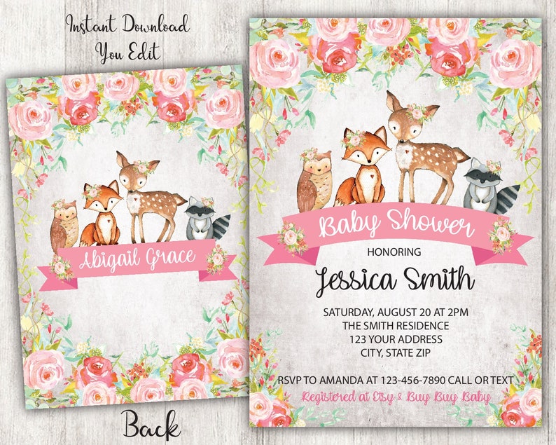 etsy baby shower invitations woodland
