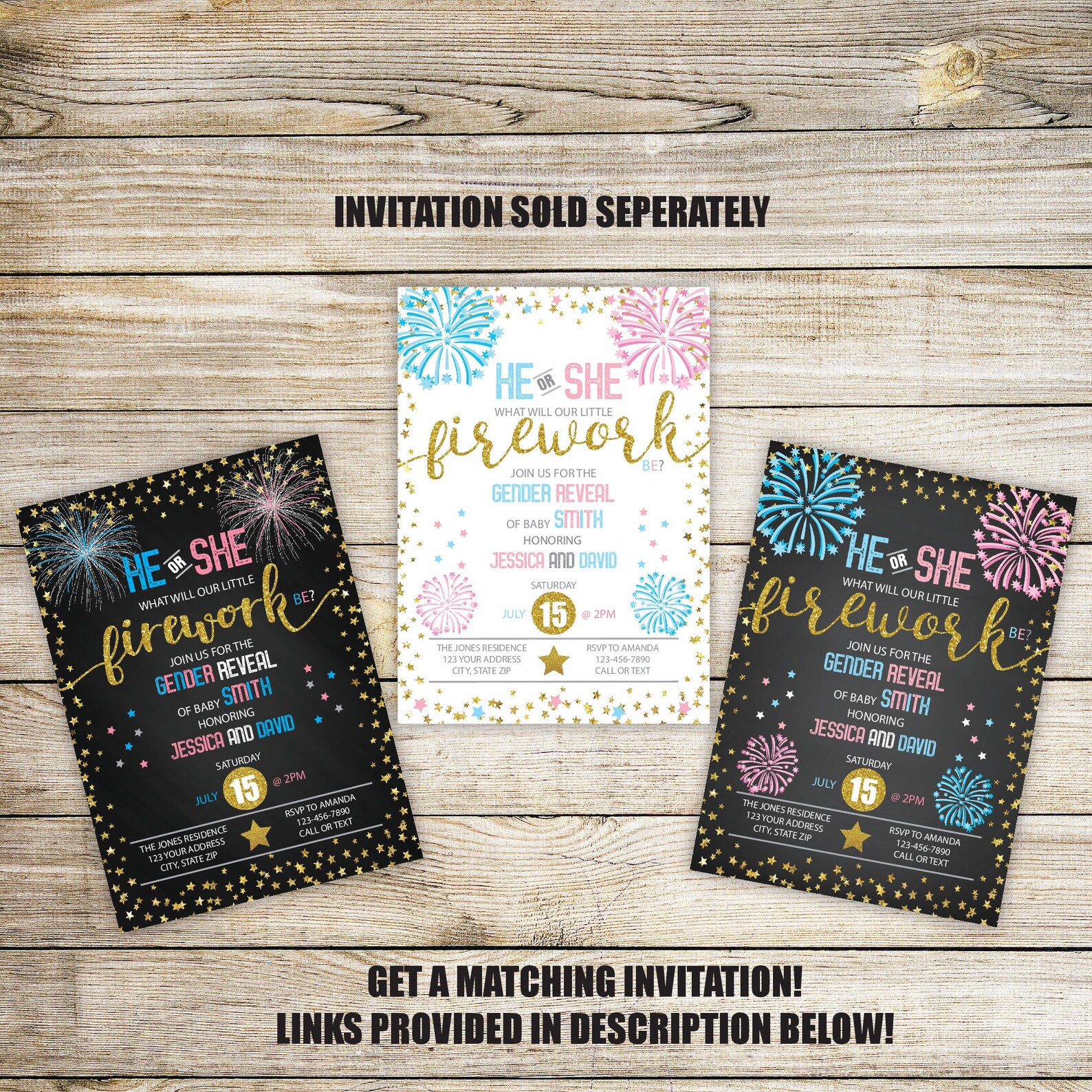 Firework Gender Reveal Decorations Set Firework Decorations Etsy