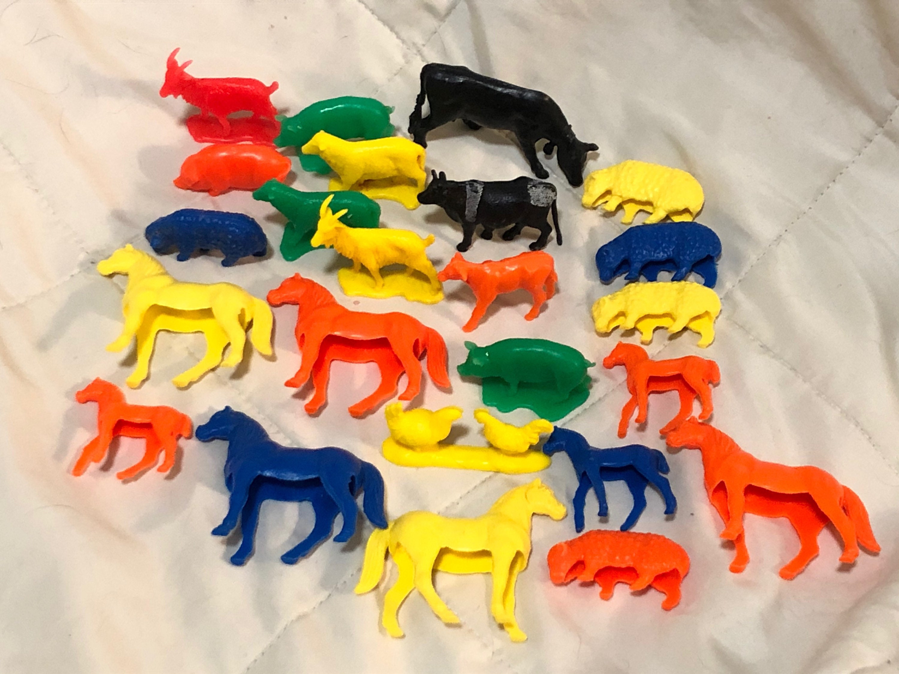 Primary Colored Miniature Plastic Animals Craft Supplies Etsy