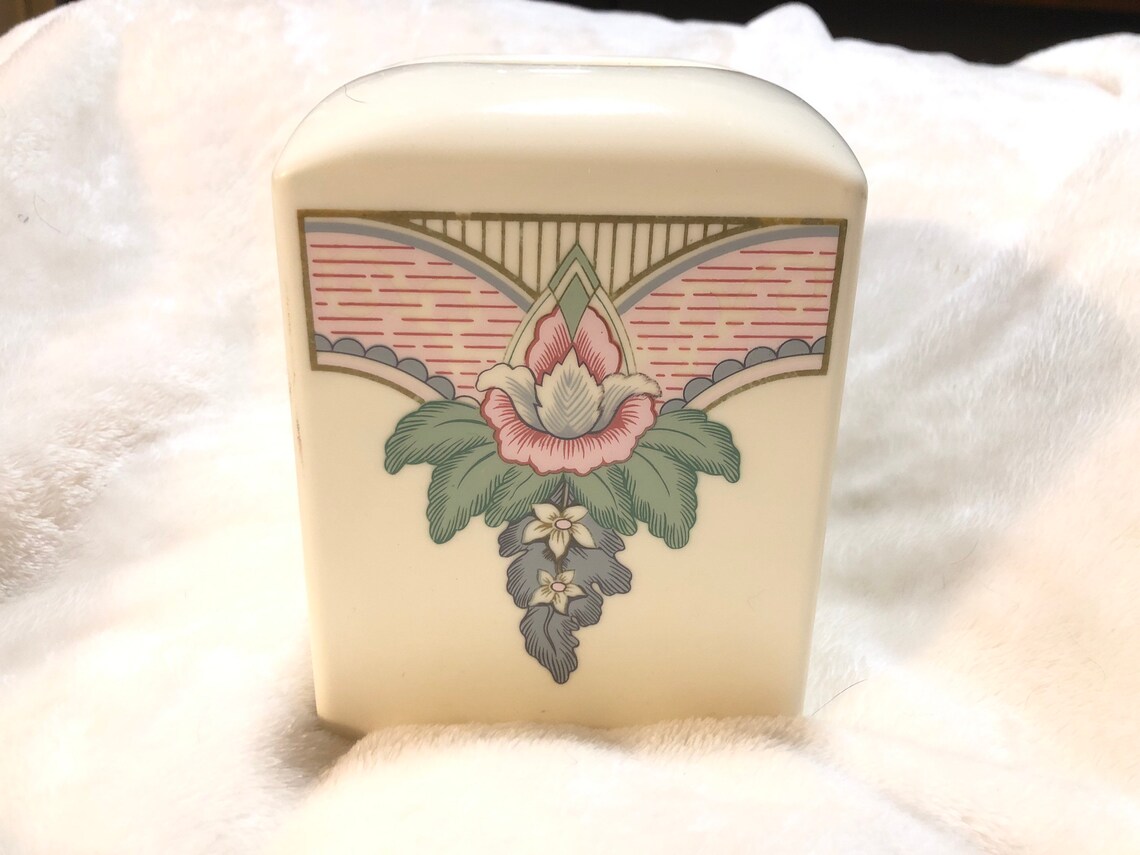 Retro Art Deco Style Plastic Tissue Box Cover Pastel Floral Etsy