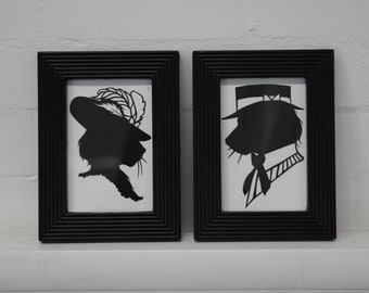 Paper cut Victorian inspired vintage animal cat bust silhouette