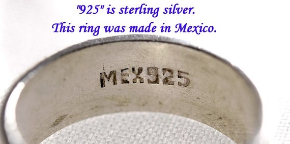 バングル925 on the sunny side of the street 925 Sterling Silver Vintage Mexico Striped Band Ring Size