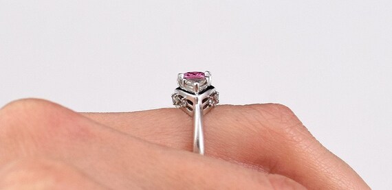 Lovely Sterling Silver Faceted Pink Topaz Diamond… - image 2